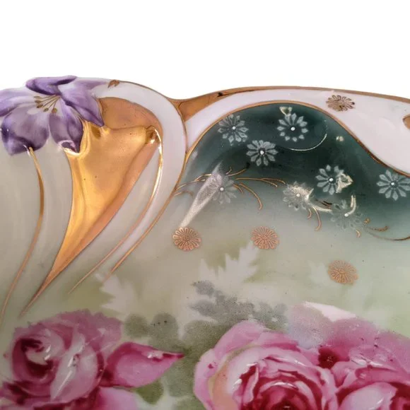 RS Prussia 19th Century Ornate Rose Gilt Scalloped Cabinet Bowl